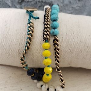 Blue/yellow/brass/white wrap bracelet/necklace
